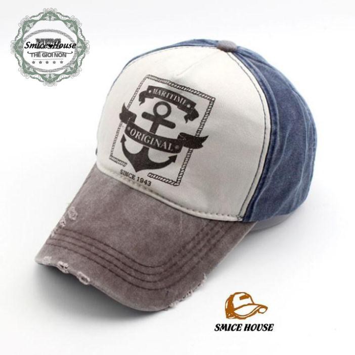 NÓN LƯỠI TRAI RÁCH CÁ TÍNH MŨ JEANS RÁCH MỎ NEO BỤI BẶM