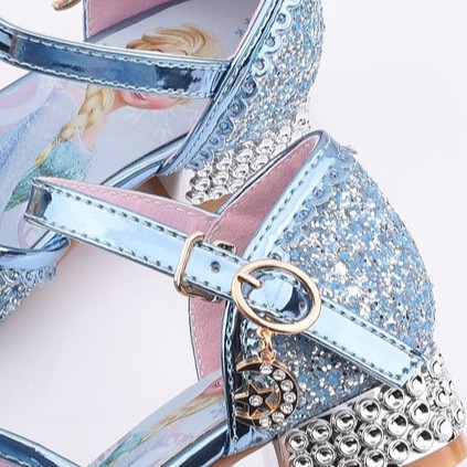 Children Princess Shoes Frozen Elsa Fashion Kids Girls Leather Soft Bottom Crystal Shoes