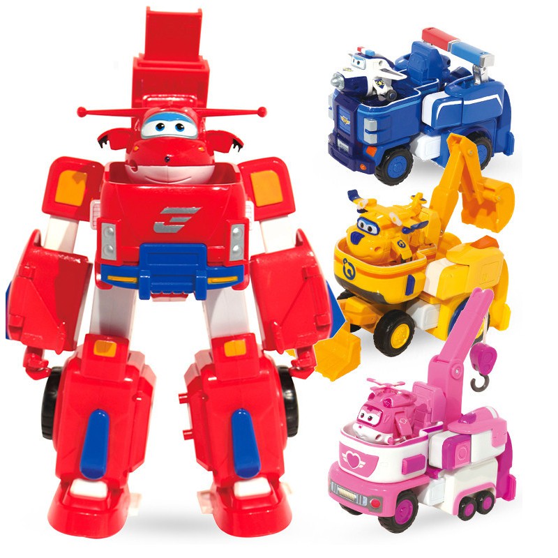 Đồ chơi lắp ghép biến hình super wings đội bay siêu đẳng mô hình robot jett cỡ lớn và máy bay mini