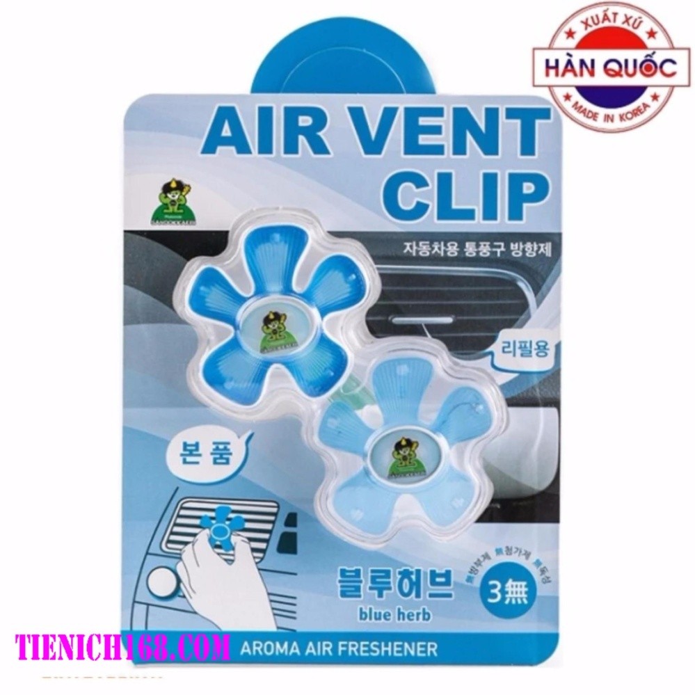 Kẹp gió thơm khử mùi trang trí cho ô tô AirClip Korea (Xanh Dương )