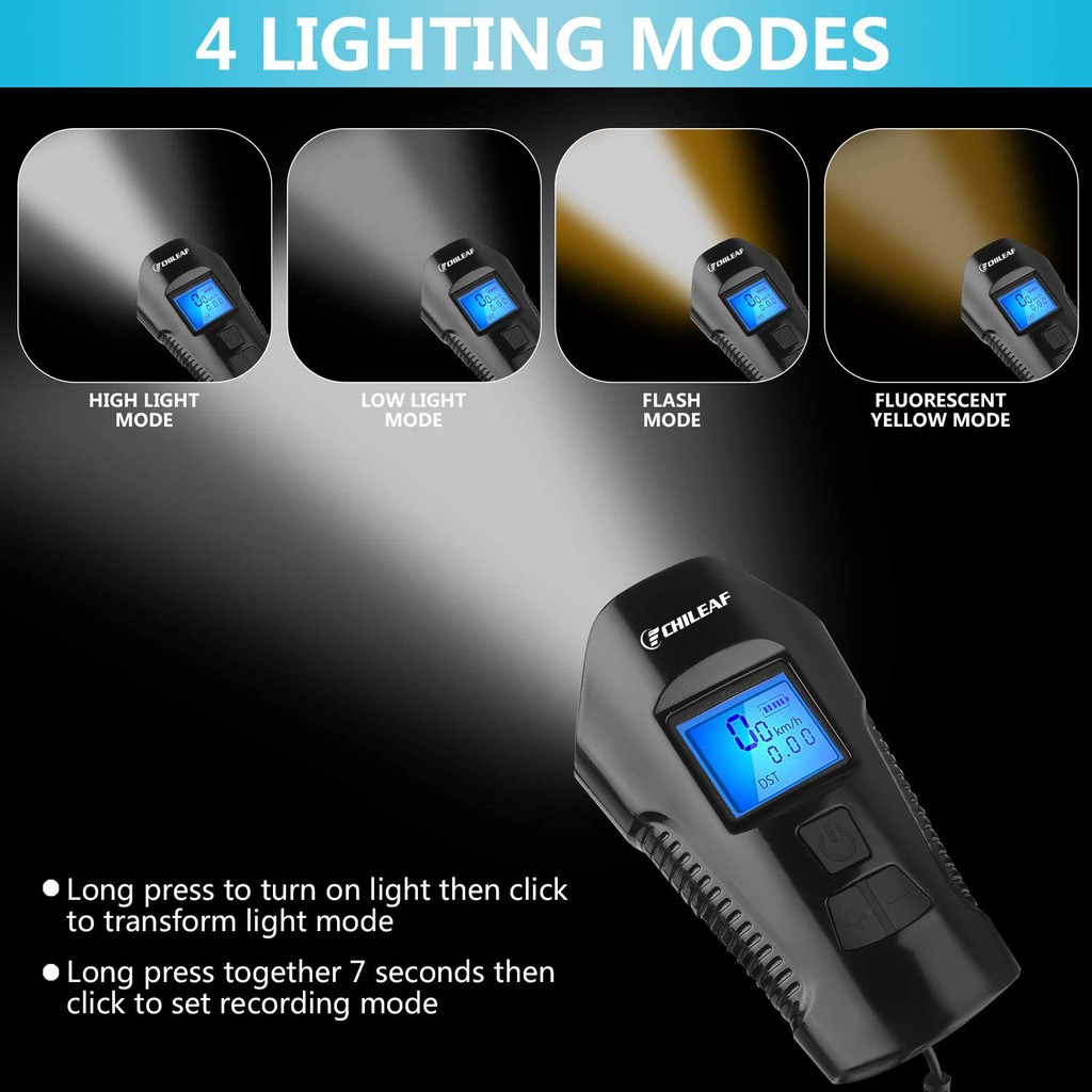 Đèn LED kiêm đồng hồ tốc độ sạc USB cho xe đạp