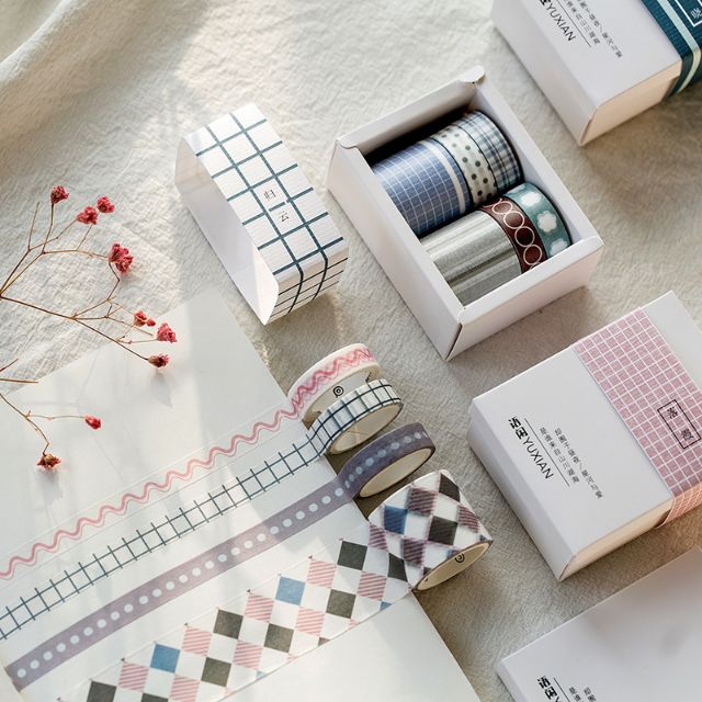 Set 6 cuộn washi tape băng dính trang trí đựng hộp giấy yuxian