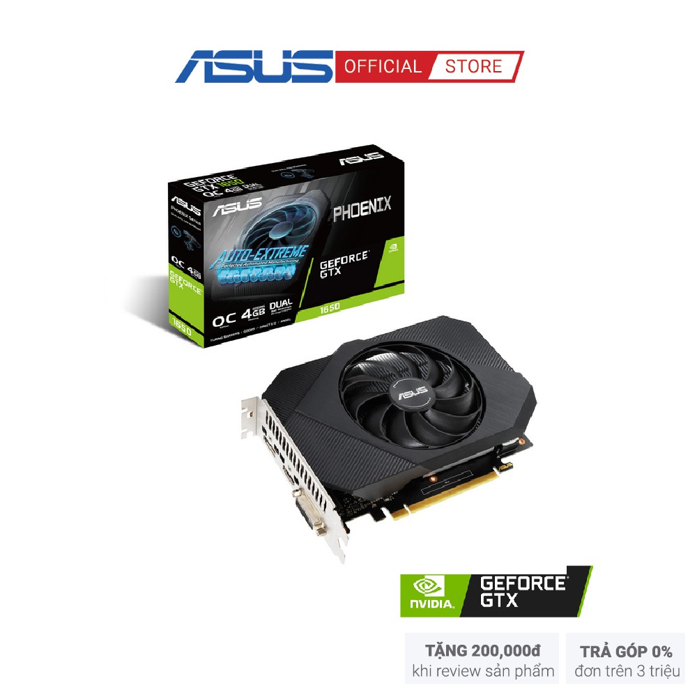 Card Màn Hình ASUS PH-GTX1650-O4GD6-P | 4GB GDDR6 | 128-bit | DVI+HDMI+DP