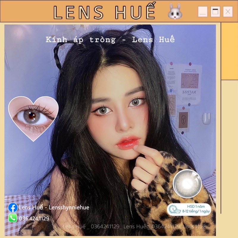 ✨(HÀNG CÓ CẬN) Lens GRAY xám tây Hàn Quốc giãn tròng nhẹ siêu xinh ❤ - kính áp tròng ( Lens Huế )