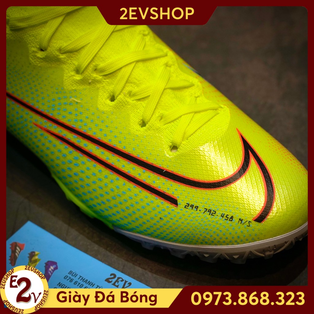 T TOKY SHOP [FreeShip] [Tặng Tất/Túi] Giày Đá Bóng Sân Cỏ Nhân Tạo 𝗧𝗙 𝗡𝗶.𝗸𝗲 𝗠𝗲𝗿𝗰𝘂𝗿𝗶𝗮𝗹 𝟭𝟯 Xanh Vàng Cao Cổ Đã Khâu ☭