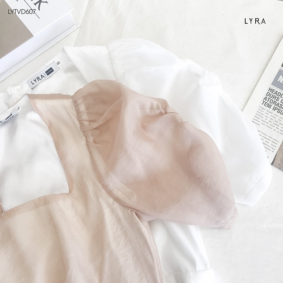 Váy tơ nữ thiết kế by LYRA, vải tơ cao cấp cổ vuông cách điệu nữ tính, thanh lịch-LYTVD607 | BigBuy360 - bigbuy360.vn