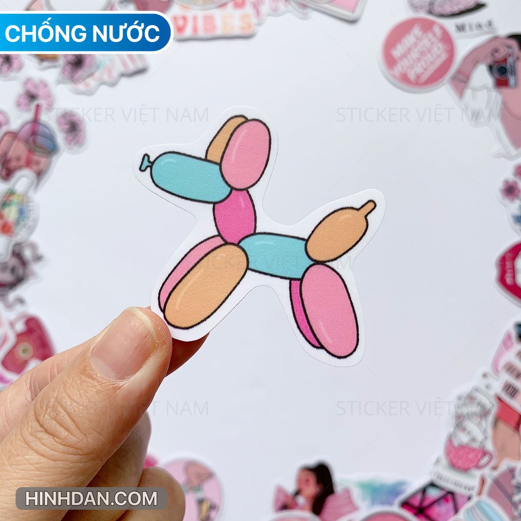 Sticker Dark Pink - hình dán màu hồng chống nước chống nắng dán trang trí nón bảo hiểm đàn guitar laptop vali