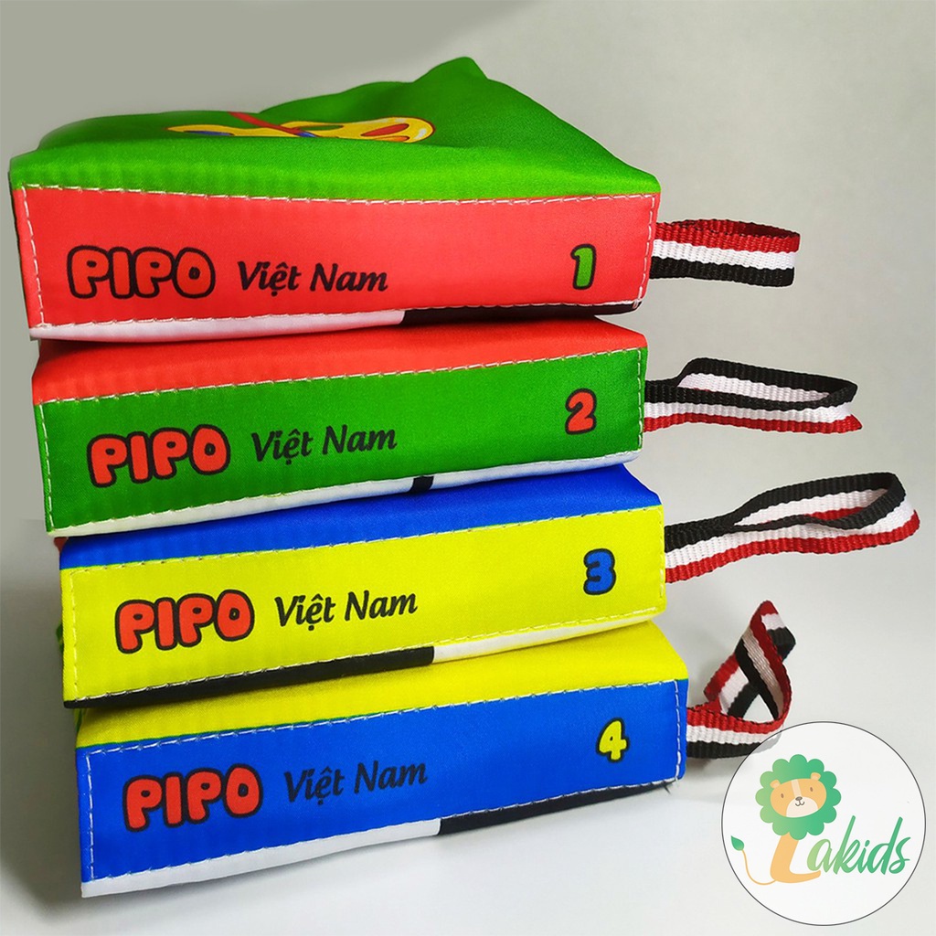 Sách vải song ngữ giáo dục sớm cho bé PiPo phát triển tư duy, kích thích thị giác, an toàn cho trẻ nhỏ - Lakids