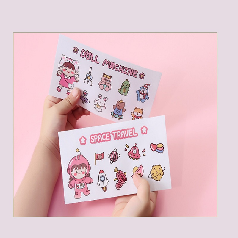 Miếng dán hình trang trí chống thấm nước họa tiết hoạt hình 5 kiểu tùy chọn dễ thương
