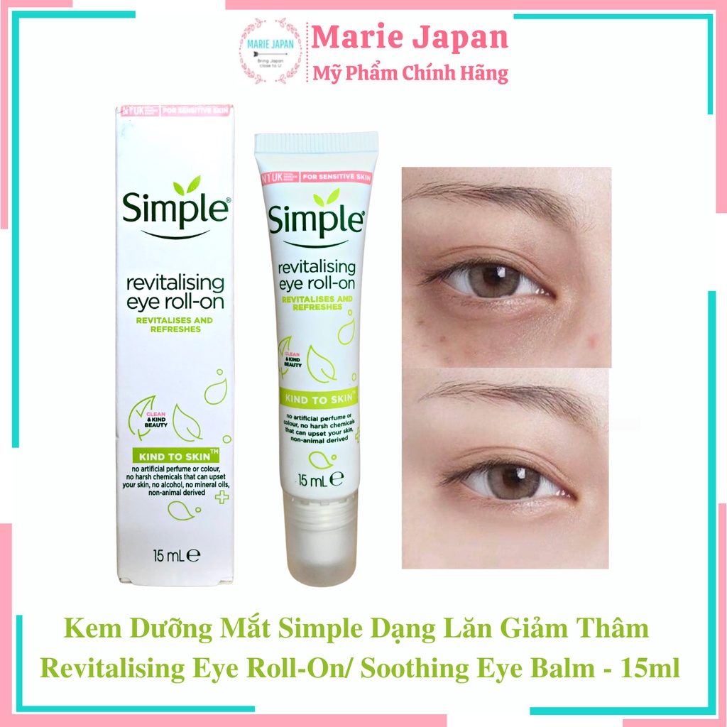 Kem Dưỡng Mắt Dạng Lăn Giảm Thâm Simple Revitalising Eye Roll-On 15ml