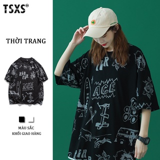 【Quảng châu】Áo thun ngắn tay Unisex Phong cách áo thun rời sketch Áo thun nam M-3XLsize ulzzang - Tsxs
