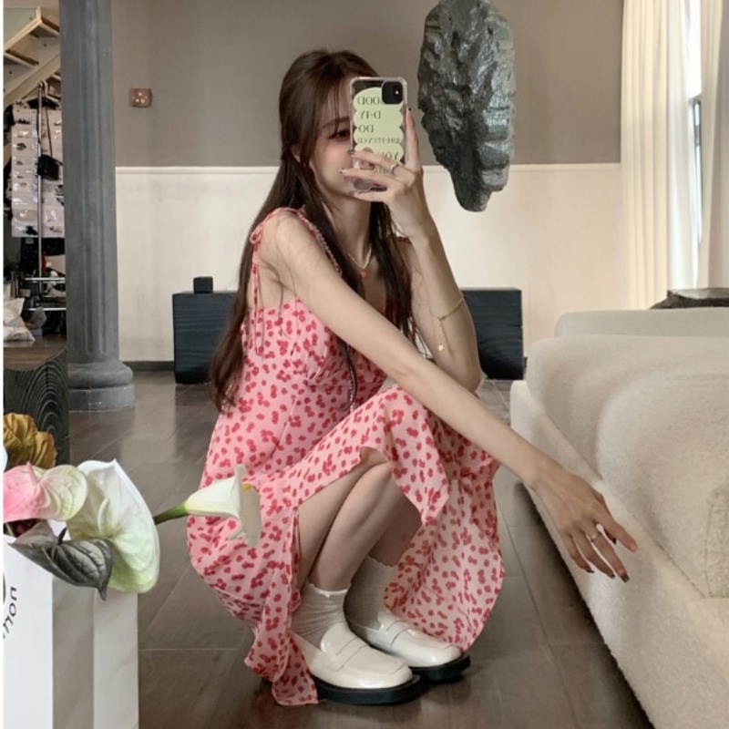 Đầm Hoa Cổ Chữ V Xẻ Tà Thời Trang Mùa Hè Dành Cho Nữ