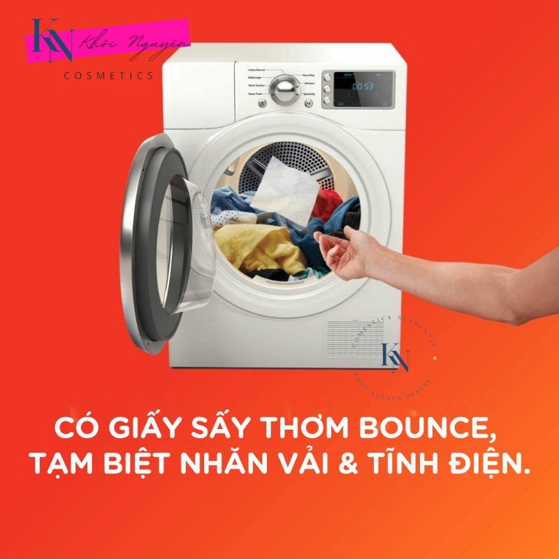 Giấy thơm quần áo Bounce Mỹ, Giấy Làm Mềm Vải Ngăn Tĩnh Điện Nguyên Hộp 160 Tờ