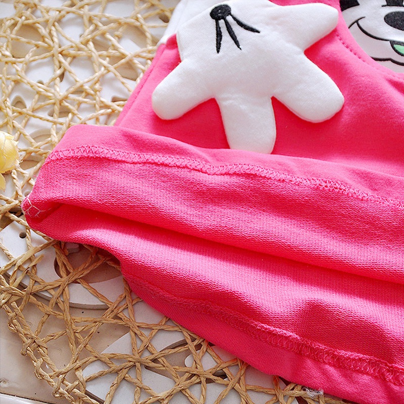Set Áo Thun Tay Ngắn In Hình Chuột mickey + Chân Váy Xòe Cho Bé Gái akku