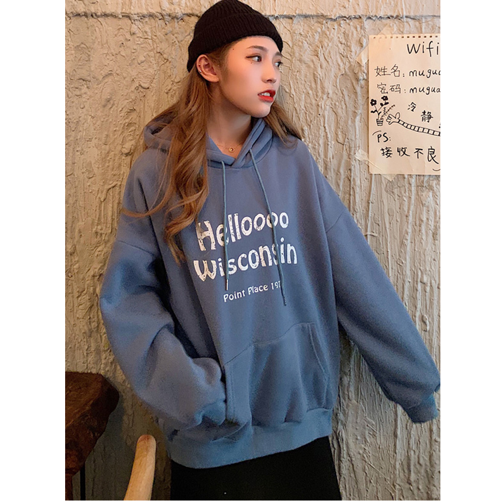 NRVP Áo sweater tay dài dáng rộng thời trang thu đông cho nữ