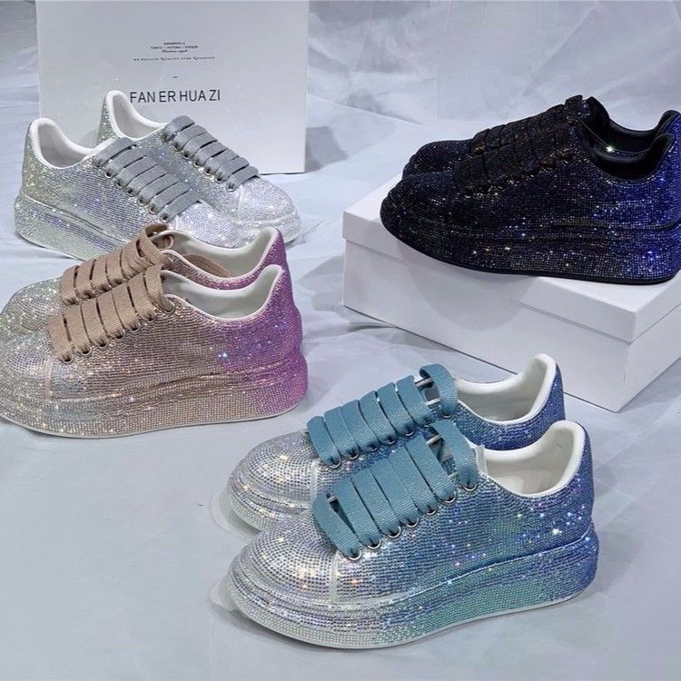 Giày McQueen Đính Kim Cương Giả Mẫu Mới 2022 Dành Cho Nữ