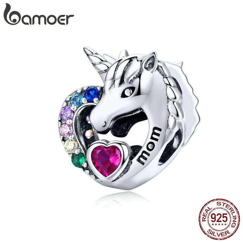 Phụ Kiện Hạt Xỏ Vòng Đeo Tay Bamoer Hình Mặt Kỳ Lân Đính Đá 7 Màu Phong Cách Thời Trang Xinh Xắn Cho Nữ