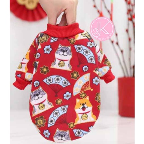 QUẦN ÁO CHO CHÓ MÈO SIÊU CƯNG ĐÓN TẾT - ÁO IN HÌNH CHÚ CHÓ NHỎ