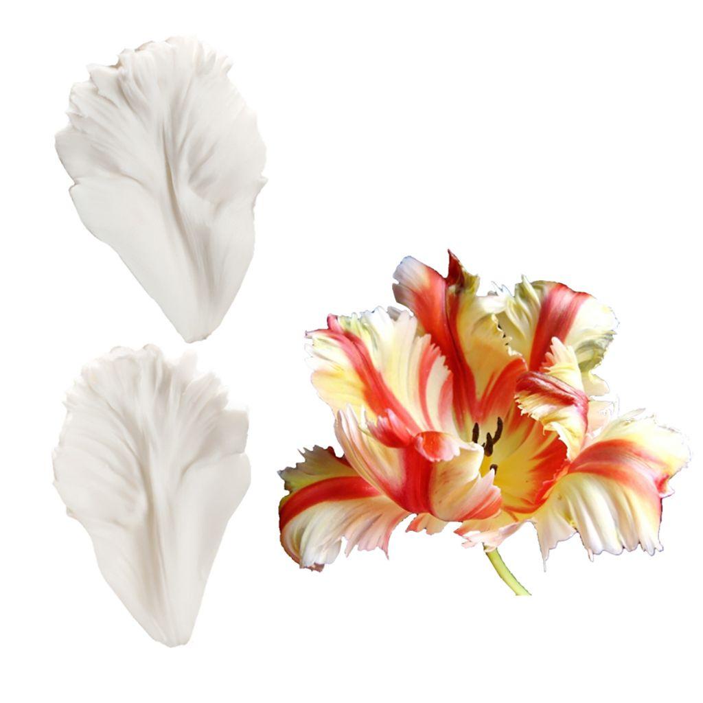 1 Cặp Khuôn Silicon Mềm Cấp Thực Phẩm Hình Cánh Hoa Tulip Làm Socola Thủ Công DIY