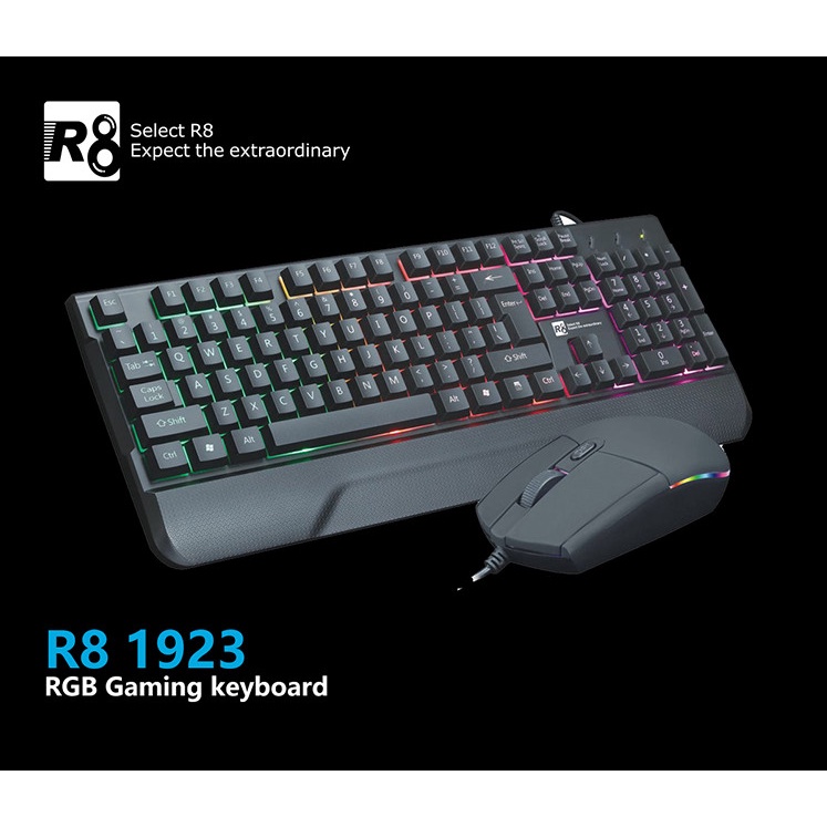 Bộ phím chuột R8 1923 LED - ĐEN - NTH