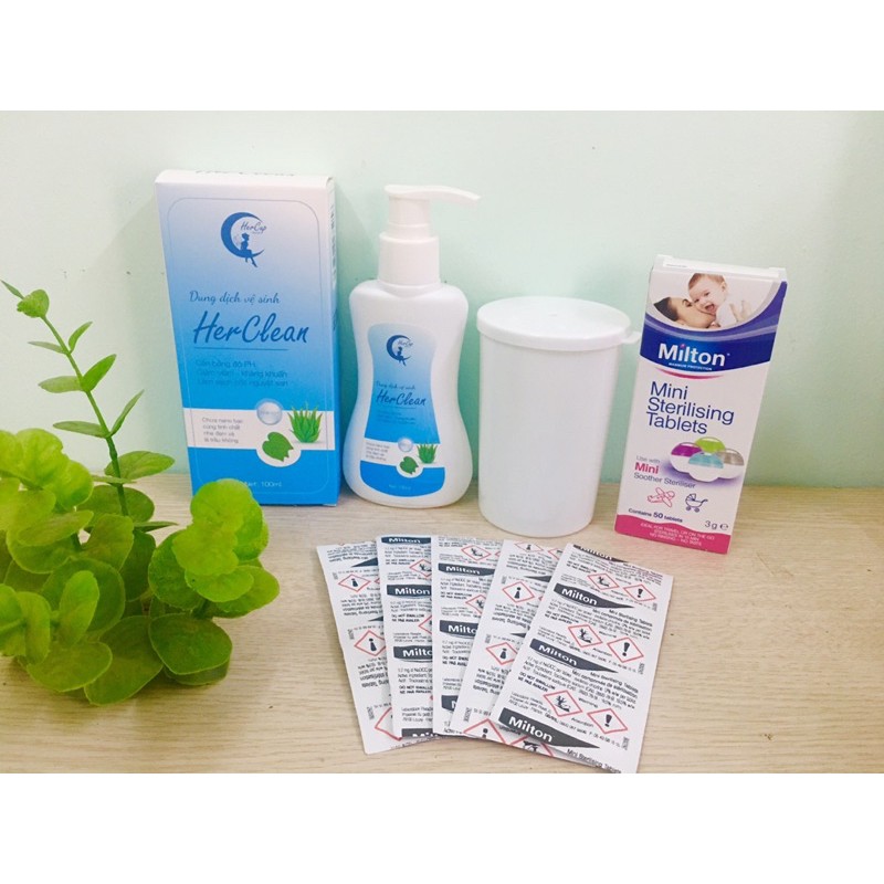 Bộ 3 món: gel rửa cốc nguyệt san, cốc khử trùng, 1 hộp viên khử trùng