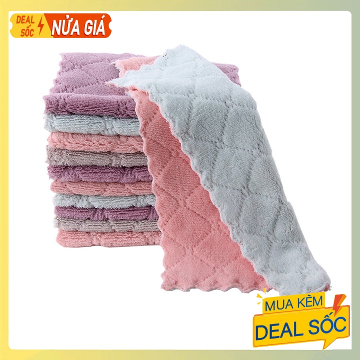 Khăn lau đa năng nhà bếp cao cấp 2 mặt siêu thấm nước siêu mềm mại 15x25cm