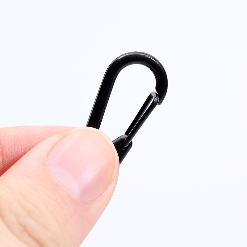 Móc treo chìa khóa carabiner hợp kim kẽm màu đen tiện lợi dành cho mang theo đi cắm trại