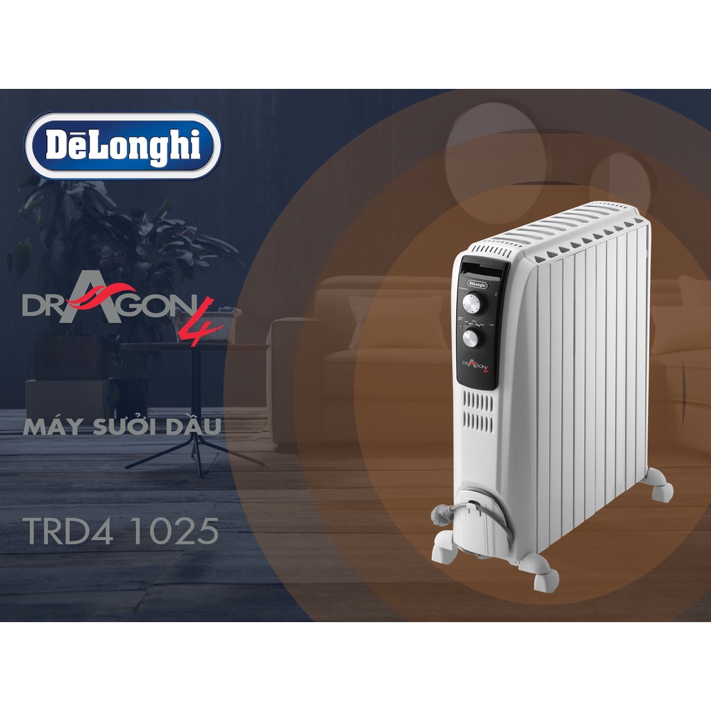 Máy Sưởi Dầu Delonghi Dragon TRD4 1025 10 Thanh Sang Trọng Hàng Chính Hãng