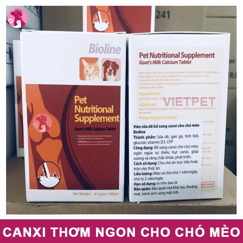 Viên bổ sung canxi, vitamin &amp; khoảng chất cho chó mèo Bioline - Thơm ngon &amp; Bổ dưỡng