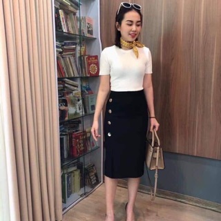 Chân váy bút chì 4 cúc xẻ hông