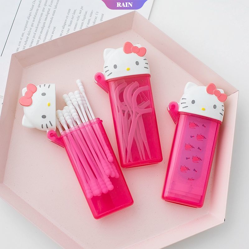 SANRIO Hộp Đựng Tăm Bông/Giăm Xỉa Răng Hình Hello Kitty Hoạt Hình Sáng Tạo