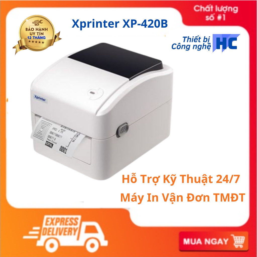 Máy in nhiệt Xprinter 420B khổ 110mm chuyên in đơn hàng TMĐT,in mã vạch,kết nối điện thoại,giá rẻ-Thiết Bị Công Nghệ HC