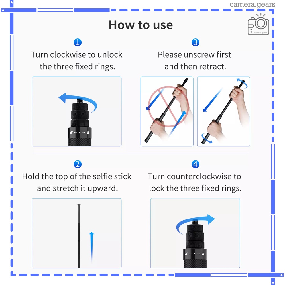 Gậy 3m, 1.5m, gậy vô hình, selfie siêu dài, dùng cho các loại máy quay hành động insta360, insta one x2, gopro