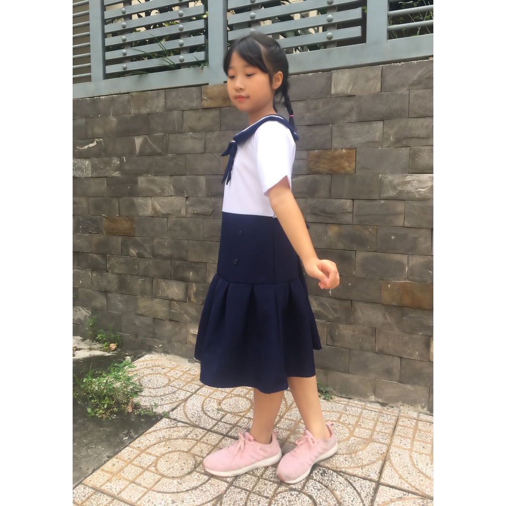 Váy đầm đi học bé gái cổ hải quân váy xếp li Jadiny GDP039