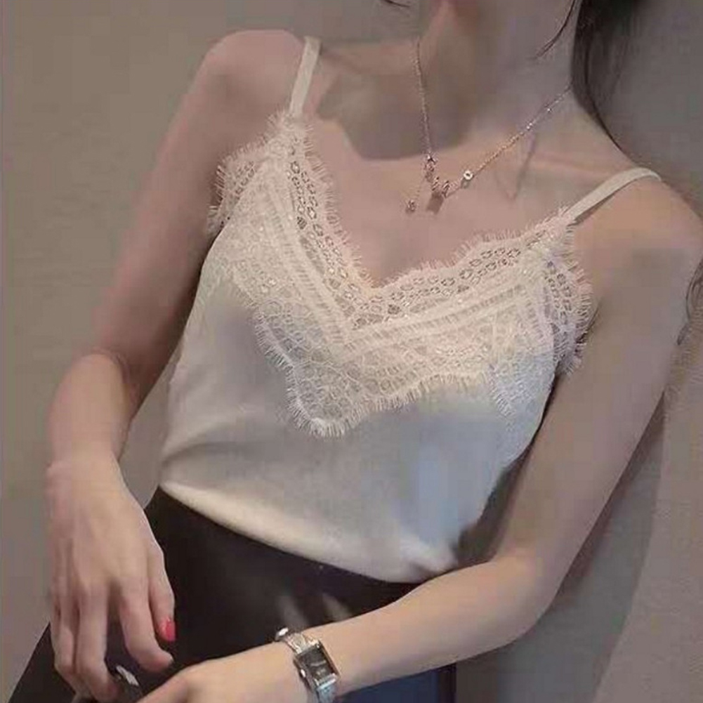 Áo Sát Nách Phối Ren Hoa Thiết Kế Cổ Chữ V Quyến Rũ | BigBuy360 - bigbuy360.vn