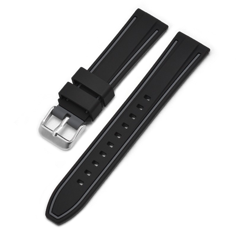 Dây Đeo Đồng Hồ Bằng Silicone Cho Nam Và Nữ 20|22|Khóa Lò Xo Inox Hai Màu 24mm Tháo Gỡ Nhanh Chuyên Dụng