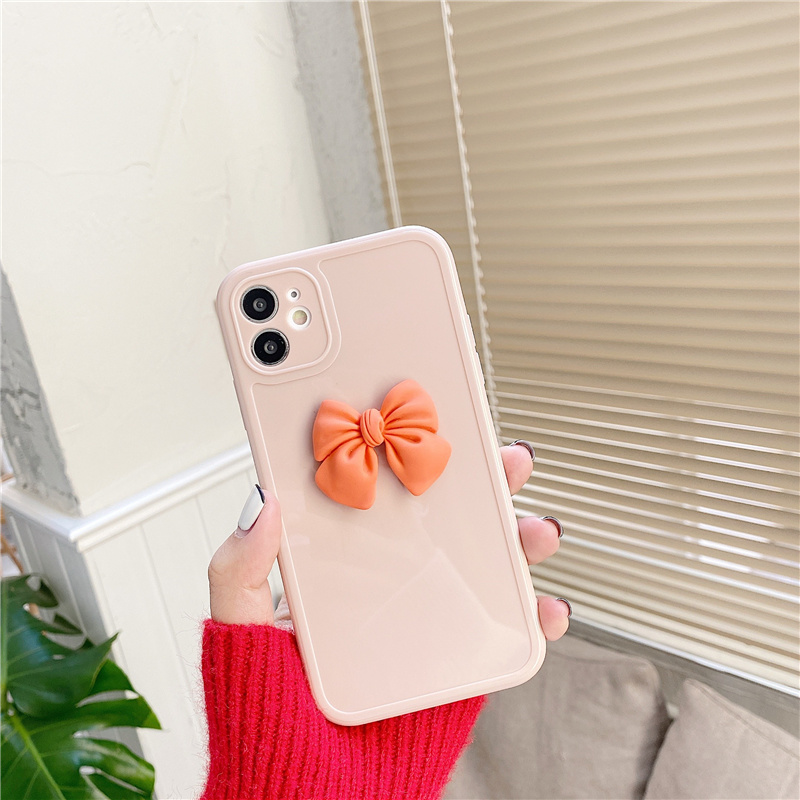 Ốp điện thoại silicone gắn hình nơ dễ thương cho Iphone 12 11 Pro Max 12 Mini Se 2020 Xs Max Xr X Xs 7 8 + | BigBuy360 - bigbuy360.vn