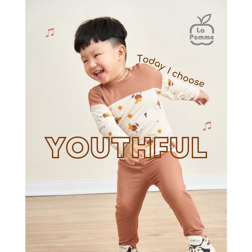 Bộ dài tay La Pomme Sóc nhí dành cho bé trai bé gái thời trang cao cấp