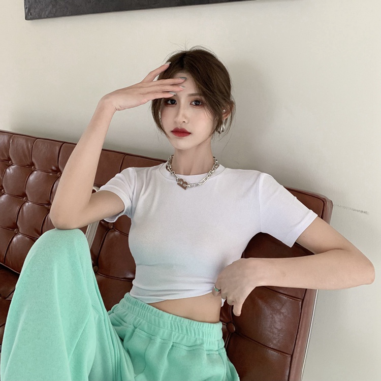 Áo Croptop Tay Ngắn Bigsize Dưới 80Kg Cổ Tròn Ôm Body Chất Thun Trơn "TN"