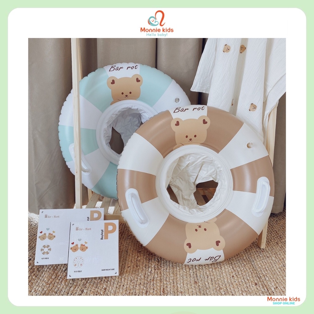 Phao cổ tập bơi Playing Bar Rot cho bé sơ sinh, phao đỡ cổ chống lật an toàn - Monnie Kids