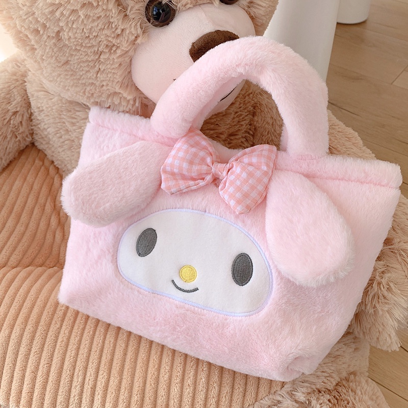 Túi Xách Tote Phủ Bông Hình Chú Chó Tai Lớn Kích Thước Lớn Hàng Ngày Cho Nữ