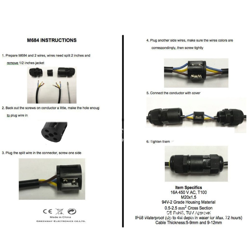 Hộp Kết Nối Chống Thấm Nước IP68 4-8mm 6-11mm