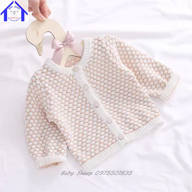 Set Yếm len Kèm Áo Khoác Cardigan hàng Quảng Châu Cao Cấp Cho Bé Gái từ 0-3 tuổi Cực Xinh Xắn Đáng Yêu