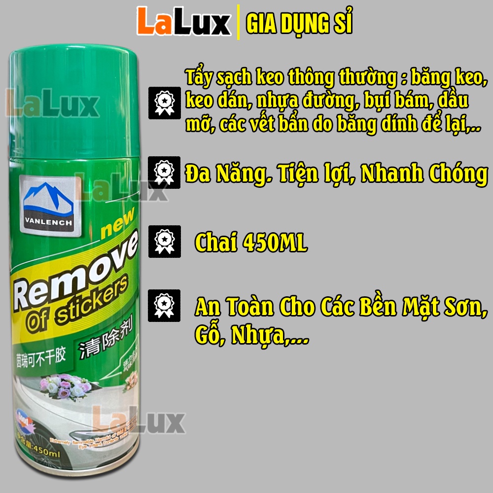 Chai Xịt Tẩy Keo Băng Dính 3M / Remove - Bình Xịt Tẩy Đa Năng Tẩy Băng Keo, Vết Decal Kính Oto, Vết Nhựa Đường LALUX