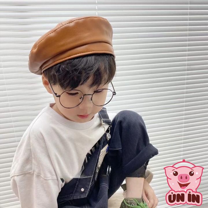 Mũ nồi bé trai bé gái, Mũ beret Da PU màu trơn phong cách thời trang thu đông MN02