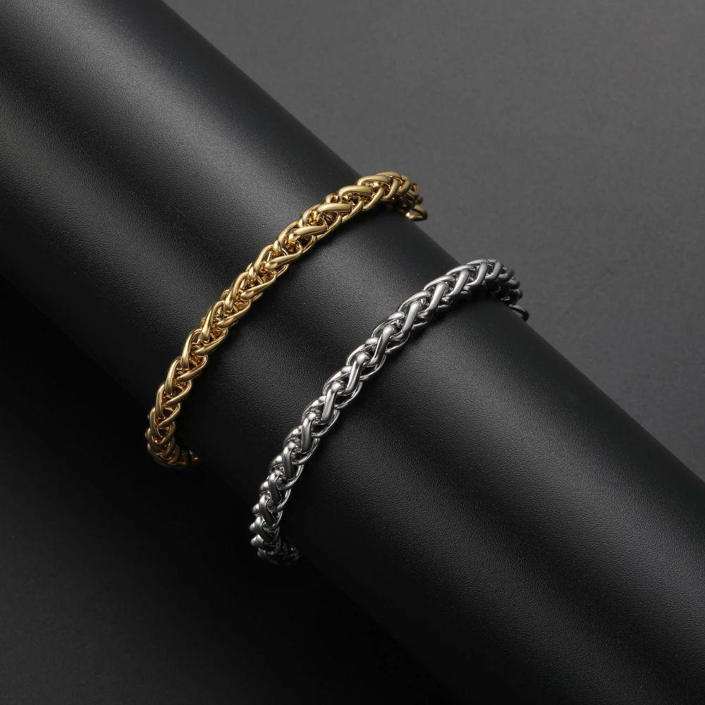 Vòng Tay Dây Xích Bằng Thép Không Gỉ Kiểu Hàn Quốc Cổ Điển Cho Nam &amp; Nữ Back2Li