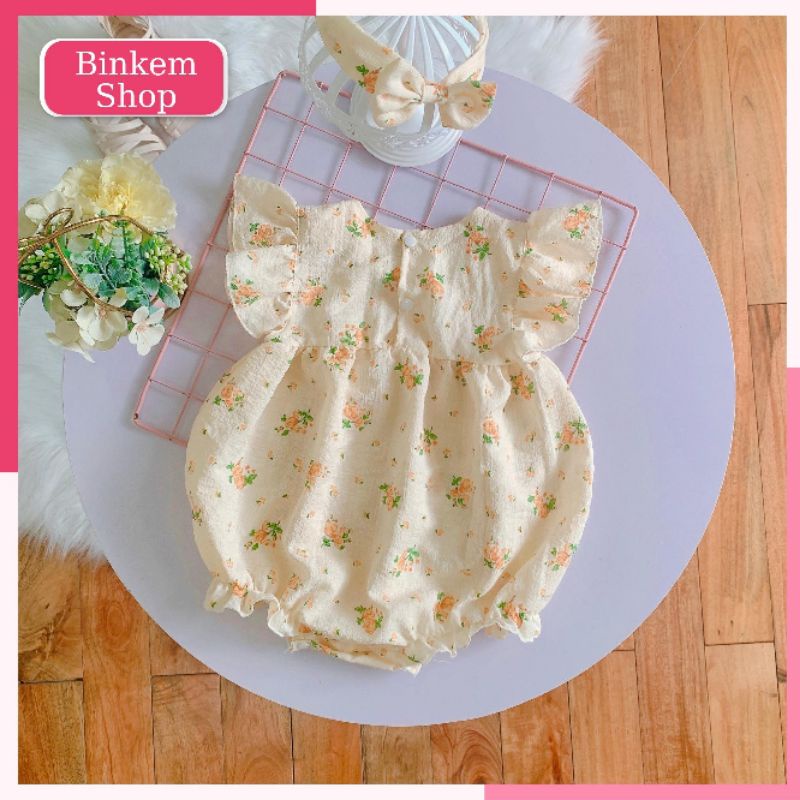 Bodysuits bé gái quả bí thân dưới phồng bèo cánh tiên xinh xắn cho bé 4-11kg