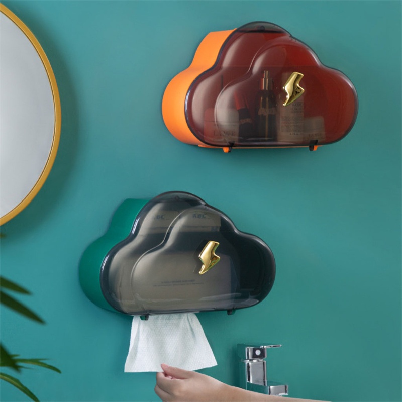 Hộp Đựng Khăn Giấy Cuộn Hình Đám Mây Gắn Tường Giá Đỡ