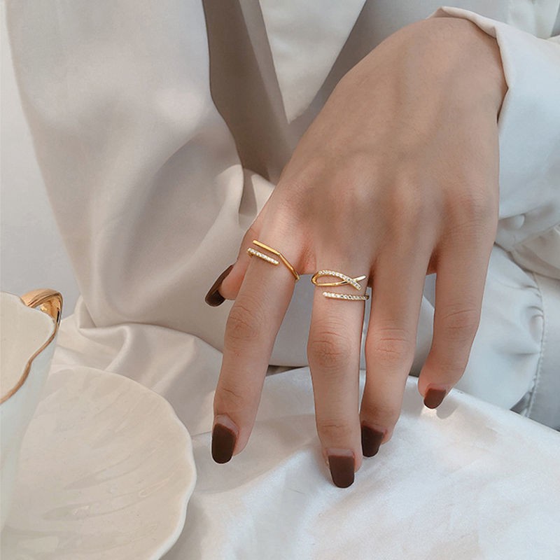 s925 sterling bạc nữ nhẫn đeo chéo có thể điều chỉnh kiểu mở ngách thiết kế thời trang cá tính xu hướng ngón trỏ