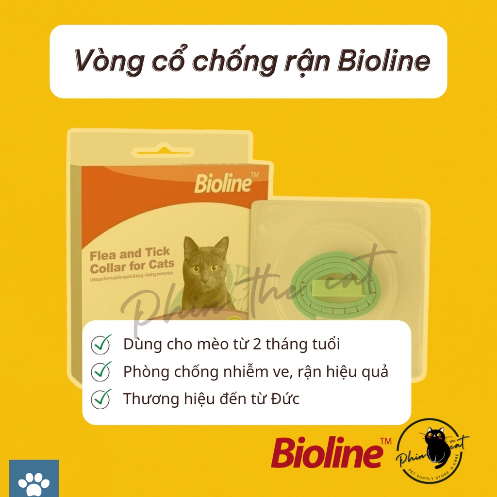 [CHÍNH HÃNG] Vòng cổ trị ve rận cho mèo Bioline | phinthecat